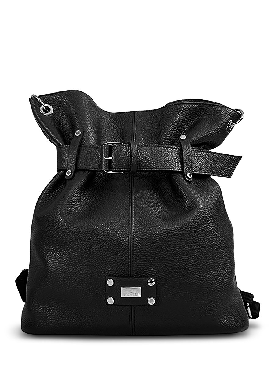 Γυναικεία δερμάτινη τσάντα πλάτης bucket Μαύρο