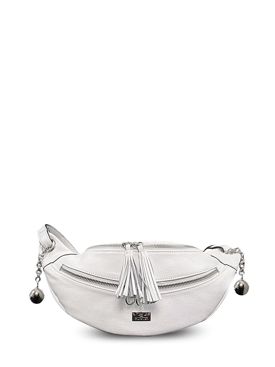Γυναικεία δερμάτινη τσάντα μέσης mini balls Λευκό