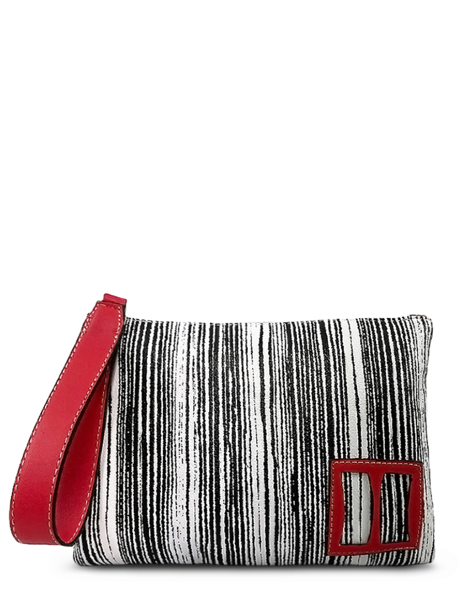 Γυναικεία τσάντα χειρός large Striped Λευκό