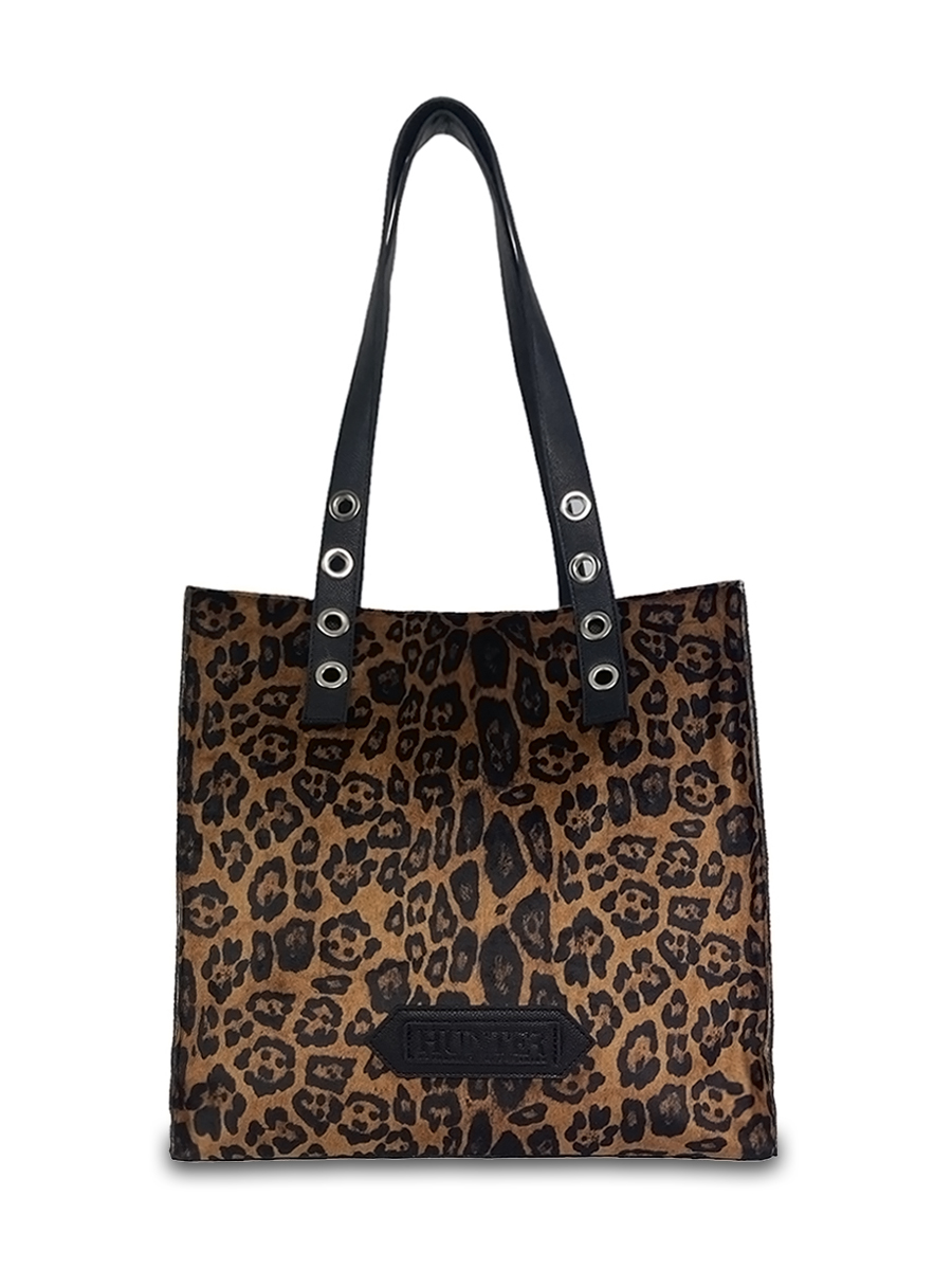 Γυναικεία τσάντα ώμου shopper Velvet Leopard Καφέ