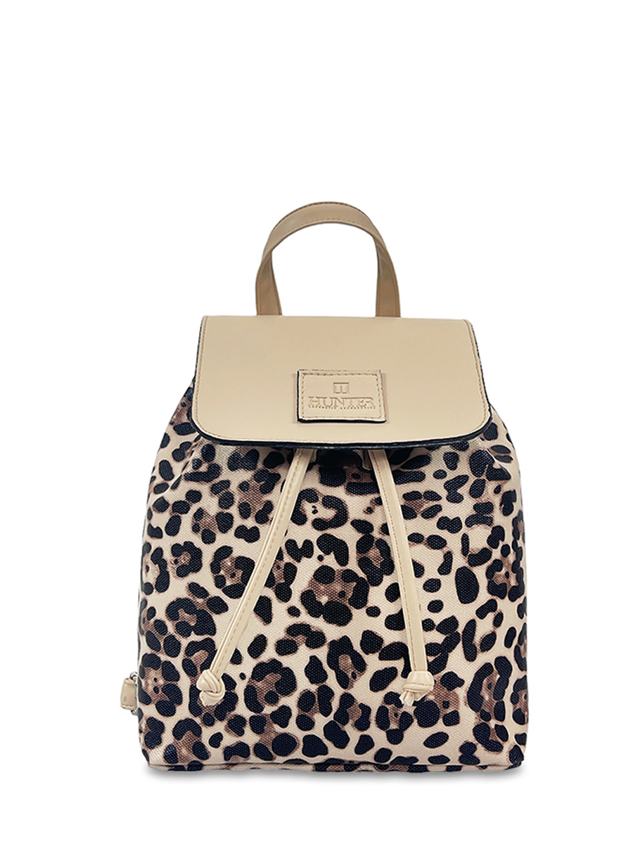 Γυναικεία τσάντα πλάτης bucket Leopard Μπεζ