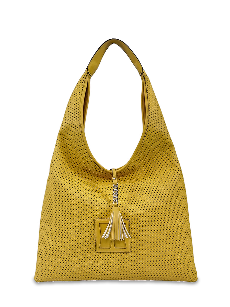 Γυναικεία τσάντα ώμου hobo Drilled Κίτρινο