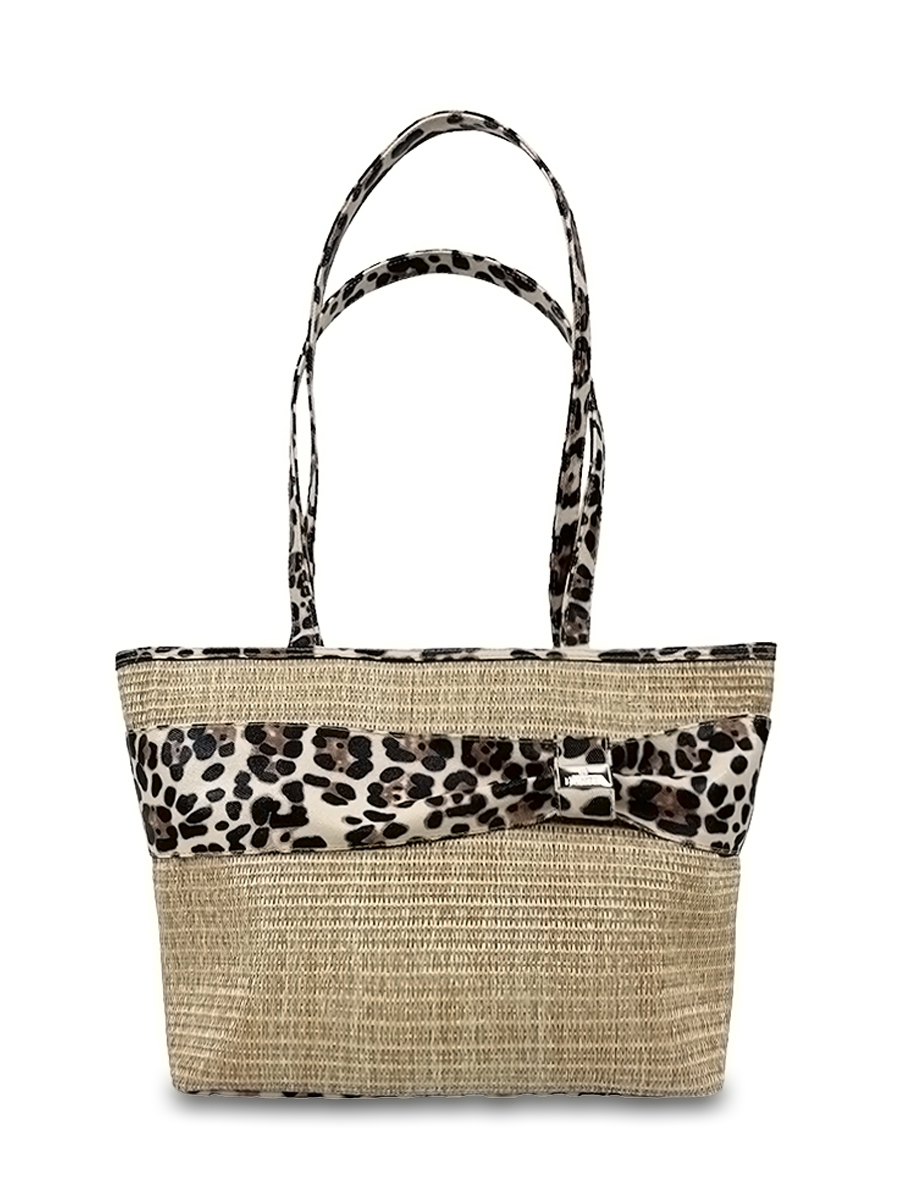 Γυναικεία τσάντα ώμου Straw Leopard Μπεζ