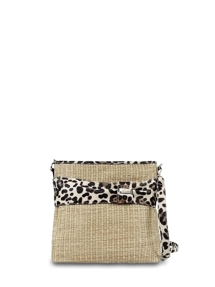 Γυναικεία τσάντα χιαστί Straw Leopard Μπεζ