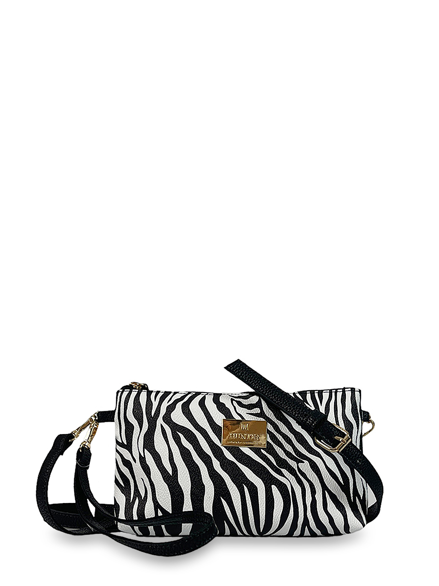 Γυναικεία τσάντα χειρός-χιαστί mini Jungle Ζέβρα Λευκό