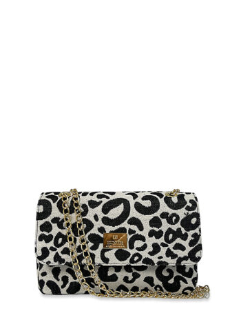 Γυναικεία τσάντα ώμου flap Leopard Λευκό